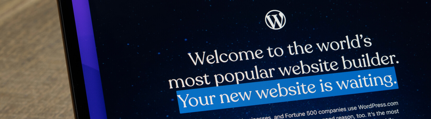 WordPress welcome screen for website creation.