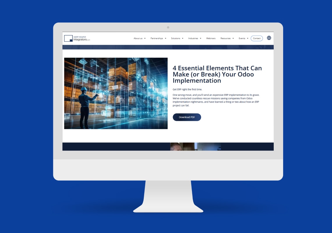 "Guide to successful Odoo ERP implementation on a computer screen."