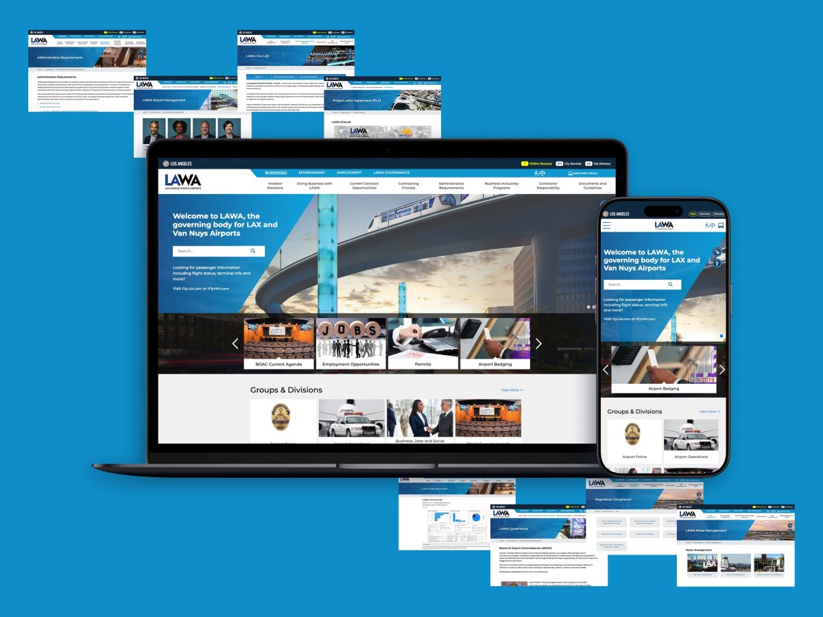 images of the lawa website on various devices