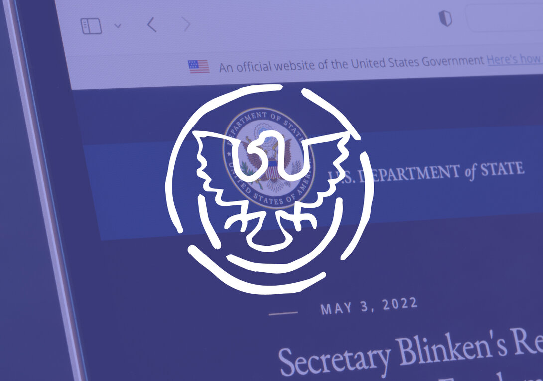 United States Department of State website with official logo overlay.