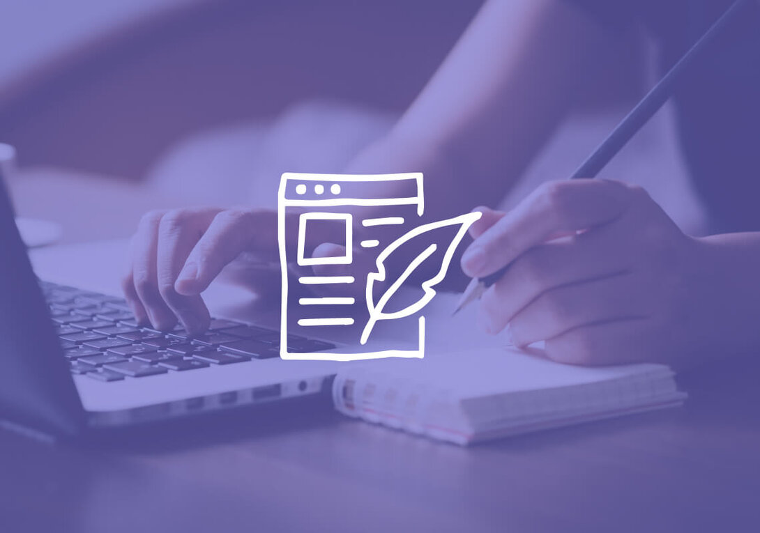 Digital content creation with laptop and notepad.