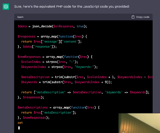 PHP code displayed on a computer screen with syntax highlighting.