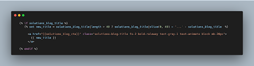 Code snippet for blog title display with character limit logic.