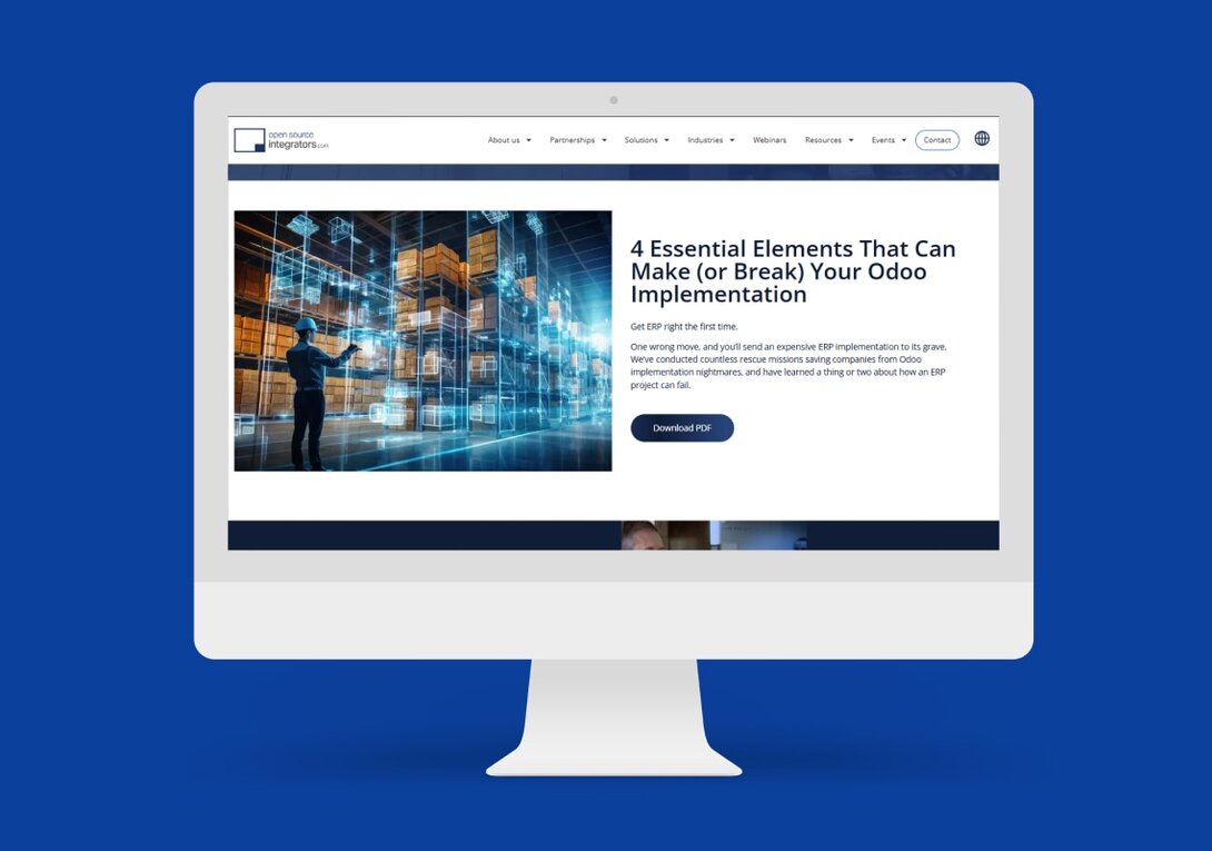 "Guide to successful Odoo ERP implementation on a computer screen."