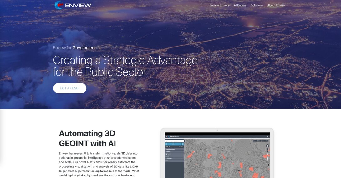Aerial view showcasing Enview's AI-powered 3D geospatial solutions for public sector innovation.