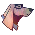 Geometric illustration of a dog wearing glasses.