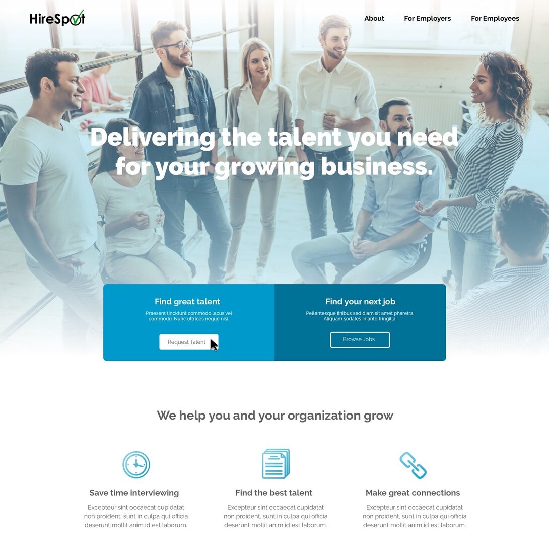 Group meeting with text overlay promoting hiring and job search services.