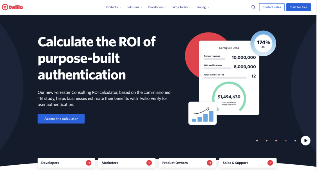 Twilio ROI Calculator CTA Example