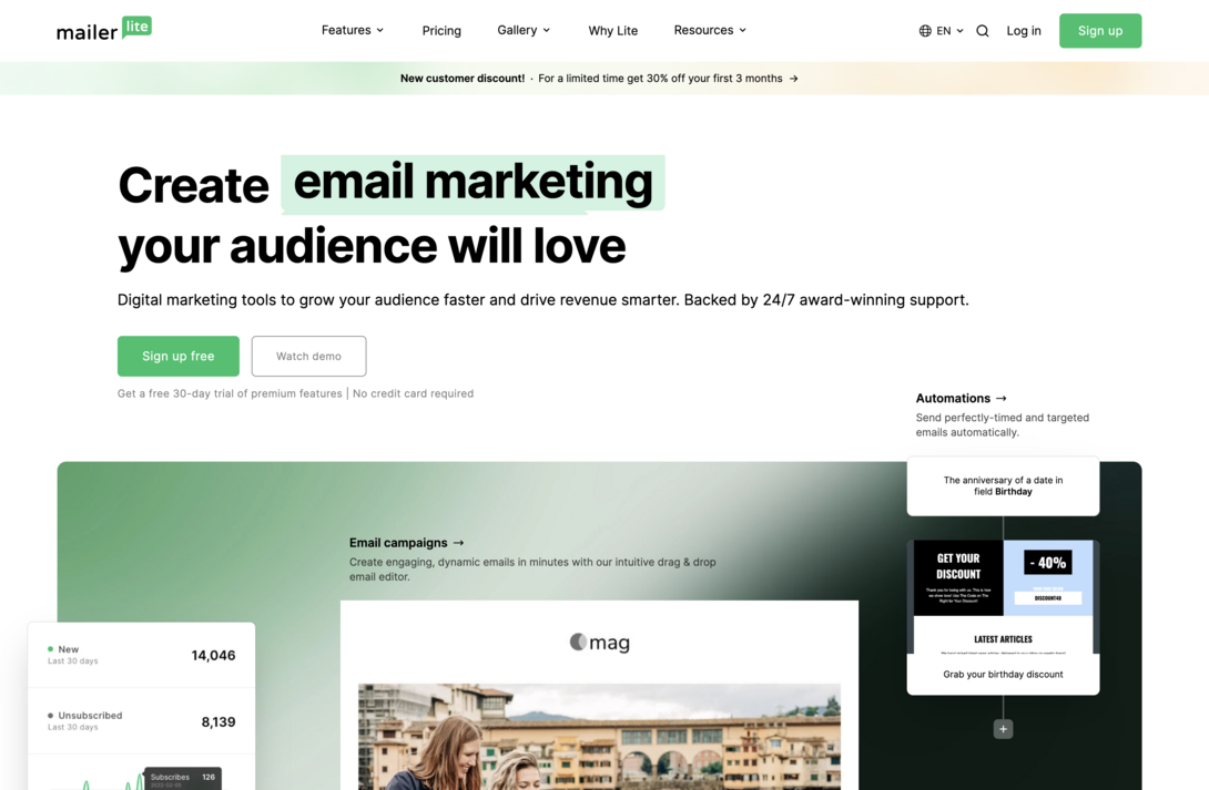 MailerLite B2B Web Homepage Example