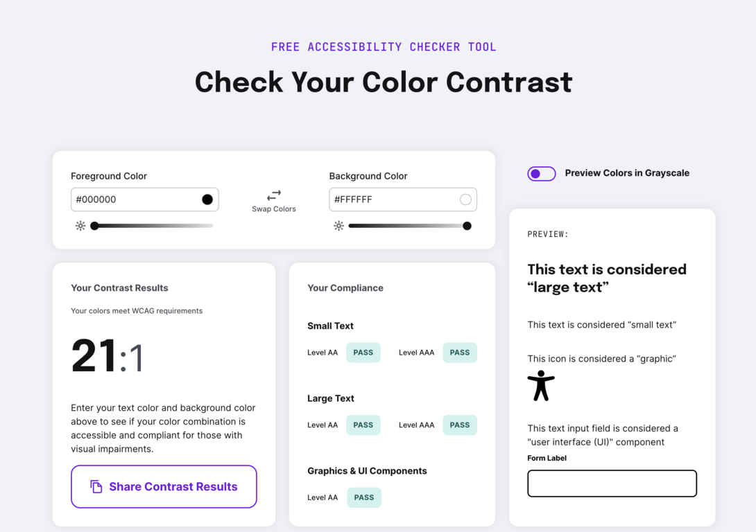 AudioEye Color Contrast Accessibility Checker