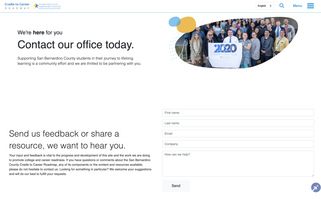 San Bernardino County Cradle to Career Contact Page