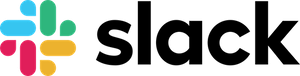 Slack logo featuring colorful squares and stylized text.