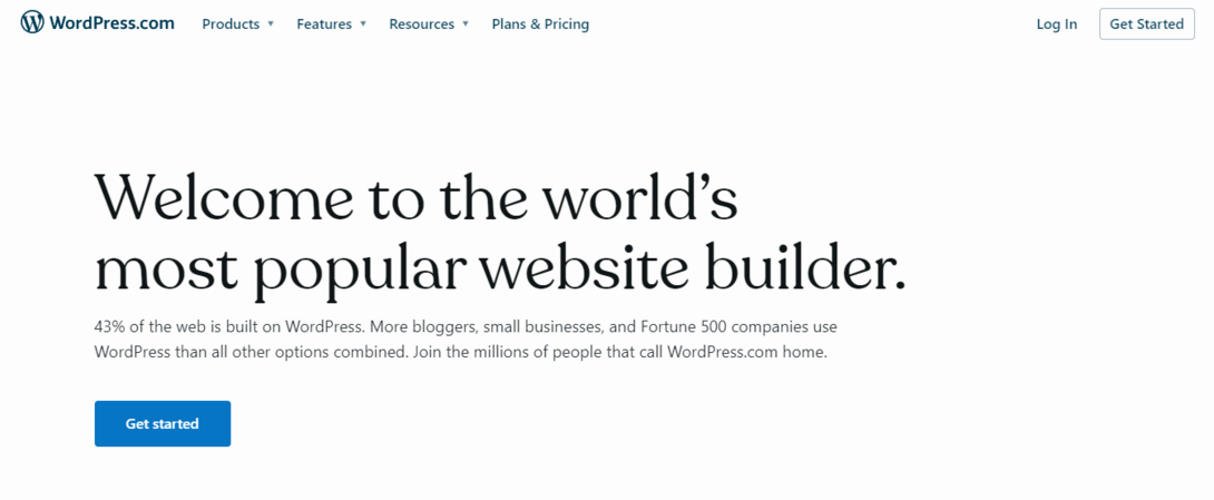 Welcome to the world's most popular website builder on WordPress.com homepage.